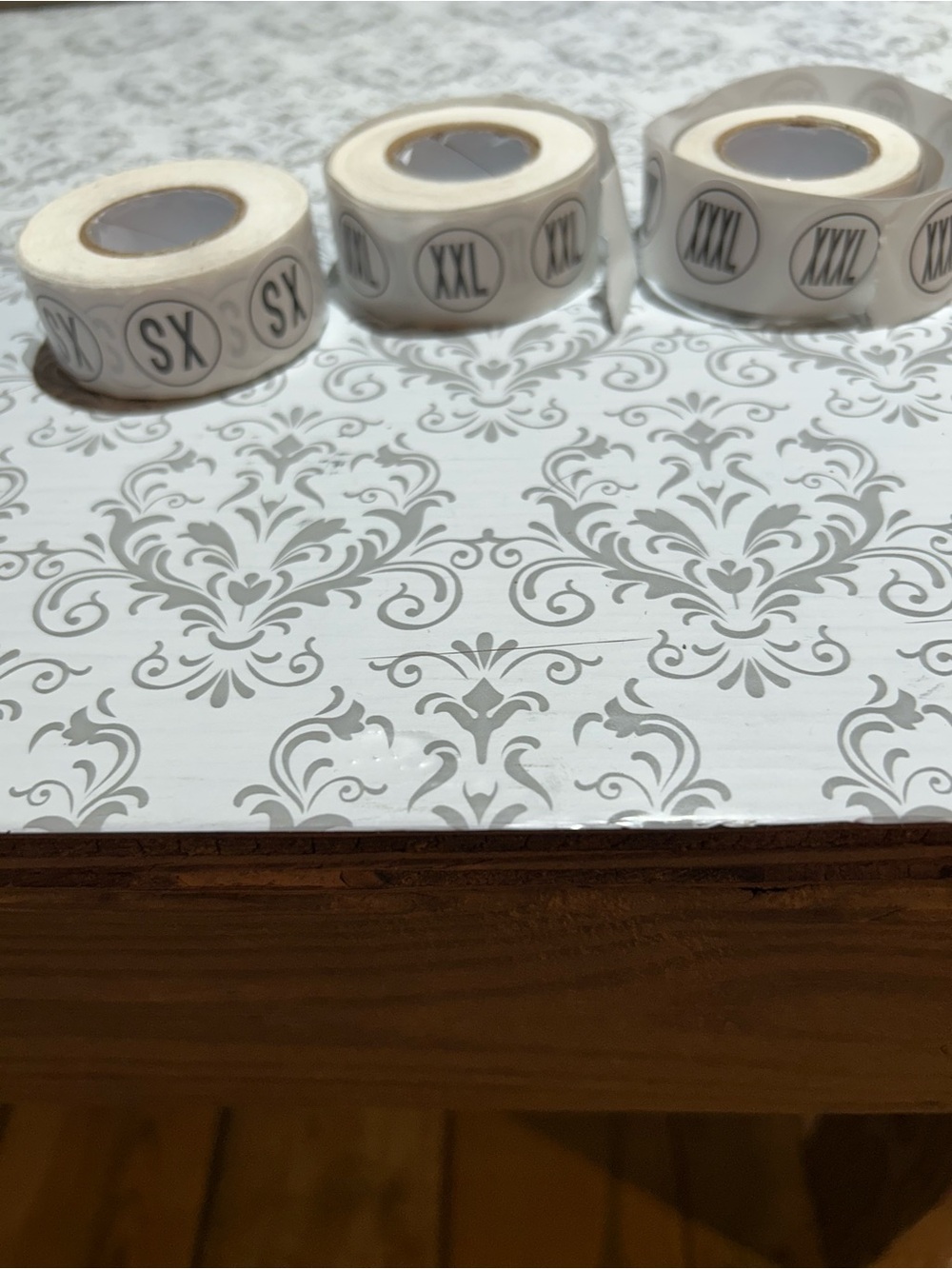 Size Sticker Rolls - SX, XXL, XXXL - White with Black Print